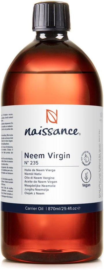 Naissance Virgin Neem Oil (No. 235) - 1 Litre - Pure, Natural, Unrefined, Vegan - for Hair, Nail, Eyebrow, Scalp, Skin, Body & Plants