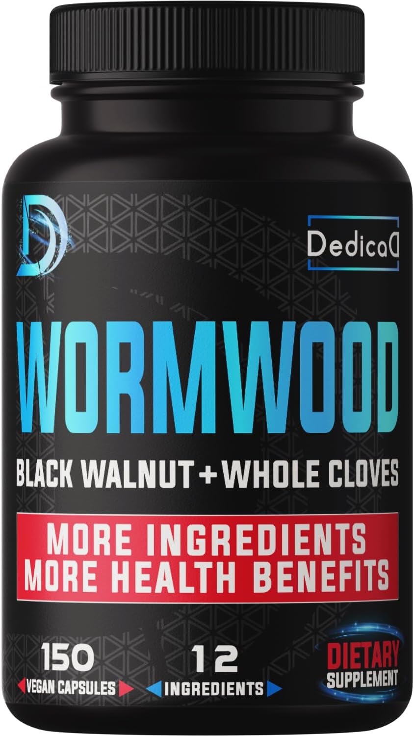Premium Wormwood Extract Capsules 8050Mg 5 Month Supply For Digestive, Immune & Optimal Health Support - 12 Herbs Blended With Black Walnut Leaves, Ginger, Turmeric & More - 150 Counts