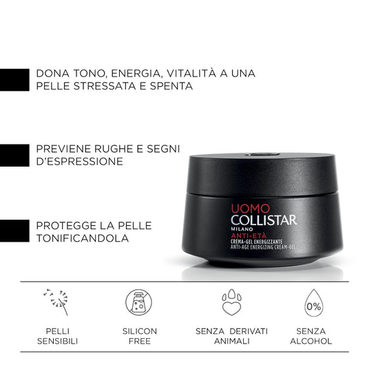 Collistar Uomo Anti Età Anti Age Energizing Cream-Gel 50 Ml, 1.6 Fl Oz Made In Italy [Italian Import]