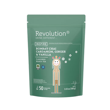 Revolution Tea® Bombay Chai [The Original] – Bombay Chai, Cardamom, Ginger & Vanilla – Premium Full Leaf Tea – Biodegradable Infuser Tea Bags – Flavored Black Tea – 50 Bags