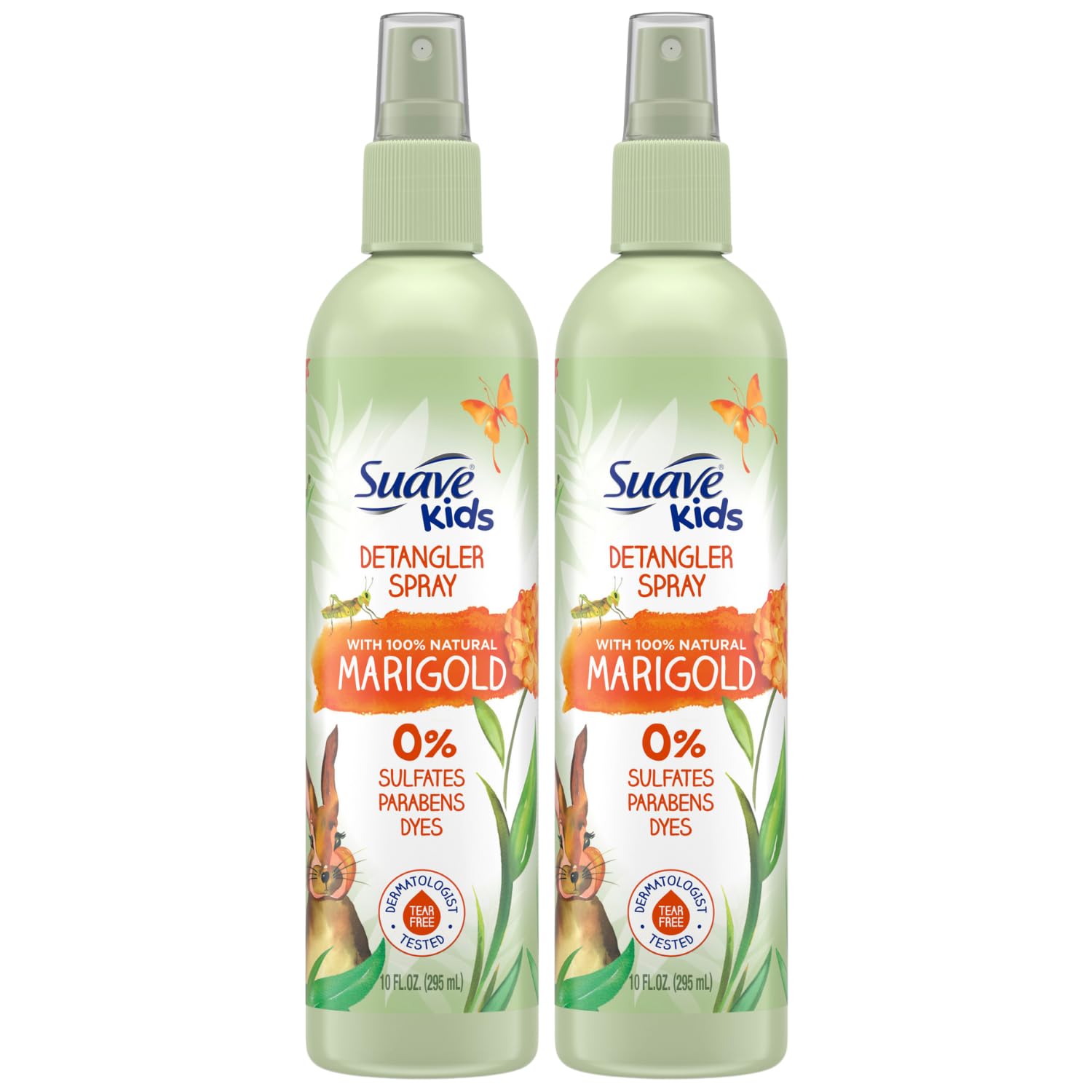 Suave Kids Detangler Spray, Natural Marigold – Tear-Free Hair Detangler Spray for Kids Hair Care, 10 Oz Ea (Pack of 2)