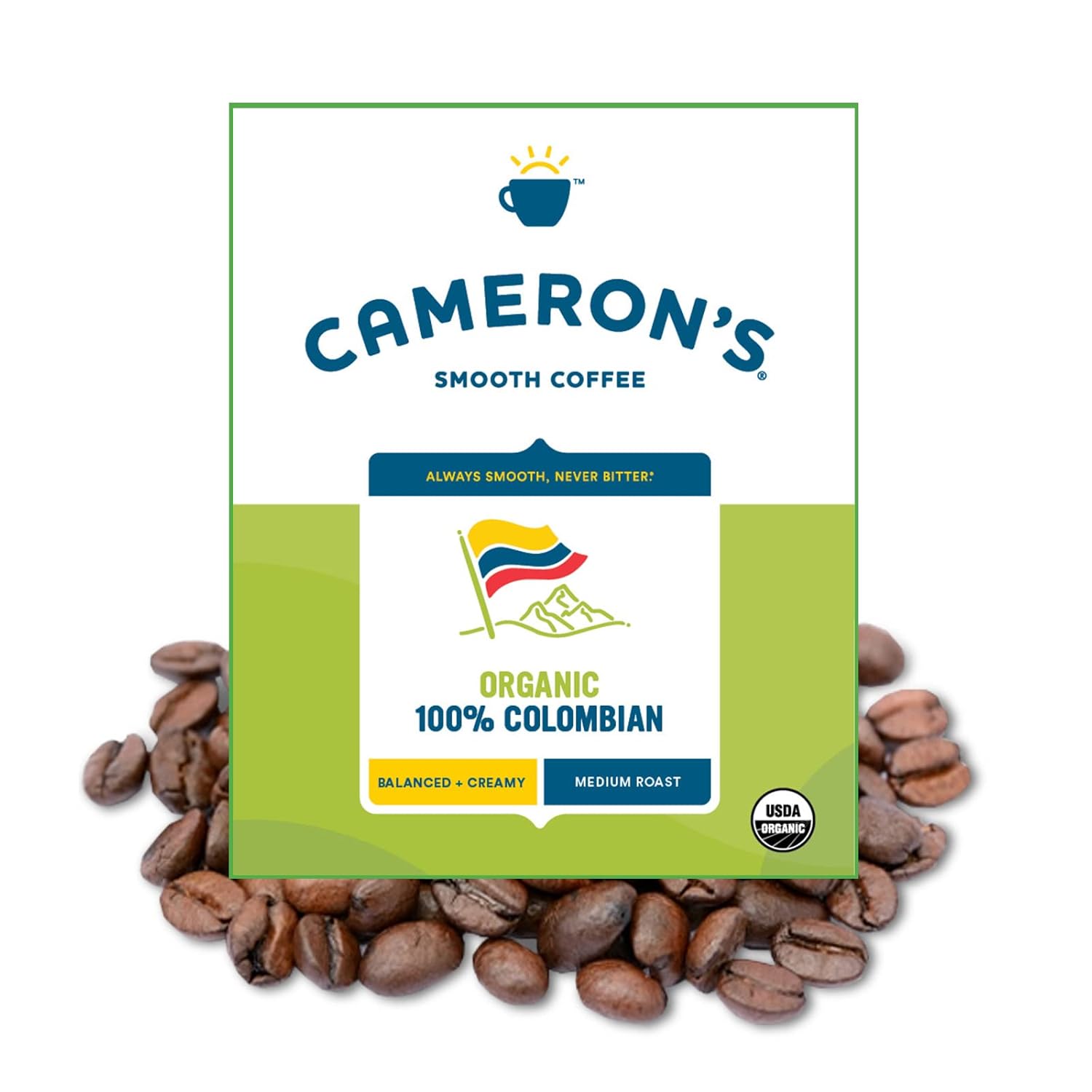 Cameron'S Coffee Organic 100% Colombian Whole Bean Coffee, Medium Roast, 100% Arabica, Bulk, 4-Pound Bag, (Pack Of 1)