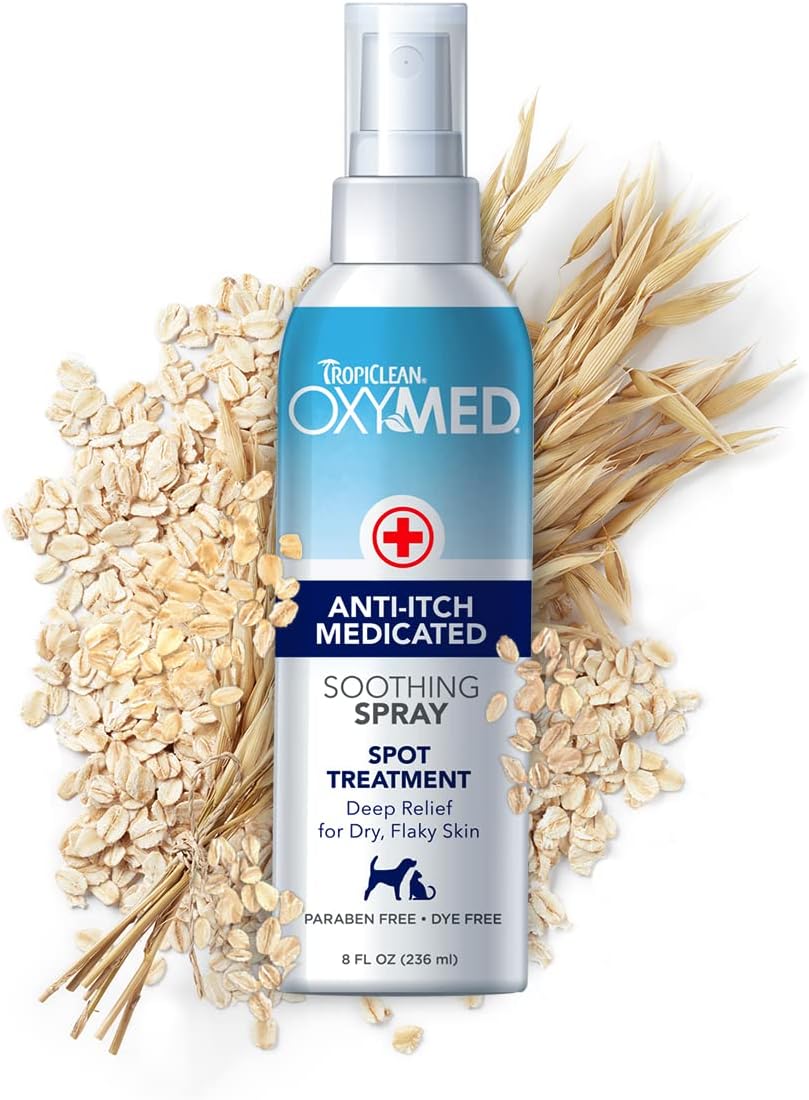 Tropiclean Oxymed Medicated Dog Spray For Pets - Soothing Relief For Dry, Flaky Skin Stops Itching Fast - Anti Itch Spray, 236MlOxaisp8Z