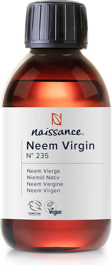 Naissance Virgin Neem Oil (No.235) - 225ml - Pure, Natural, Unrefined, Vegan - for Hair, Nail, Eyebrow, Scalp, Skin, Body and Plants