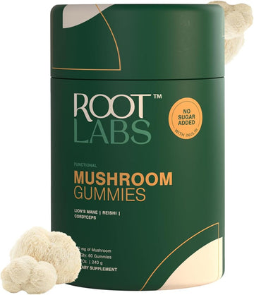 Mushroom Gummies I No Added Sugar I Lions Mane, Reishi, Cordyceps I Brain Health I Overall Wellness I Immune Support I Non-Gmo I 100% Natural & Organic I 300 Mgi 60 Gummy