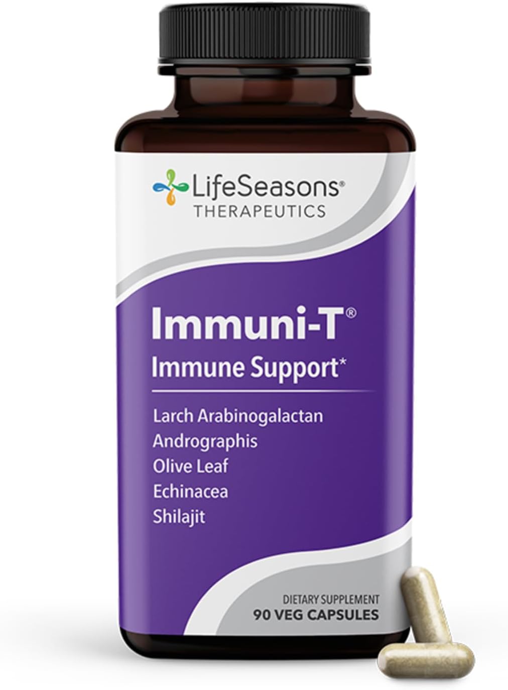 Immuni-T - Immune Support - Vitamin Supplement for Cold & Flu Relief - Natural Immunity System Booster - Black Elderberry, Echinacea, Andrographis, Arabinogalactans & Olive leaf - 90 Capsules