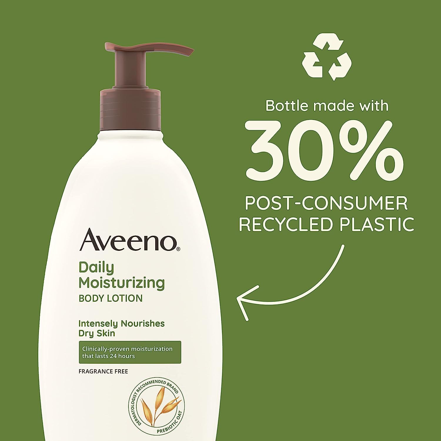 Aveeno Daily Moisturizer, Body Lotion, For Dry Skin, Prebiotic Oat Fragrance Free, 18 fl. oz, Pack of 1 : Body Lotions : Beauty & Personal Care