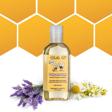 BELLA B Baby Massage Oil 3.3 oz - Baby Oil Organic - Infant Massage Oil Baby - Baby Massage Oil Organic - Organic Baby Oil Lavender - Lavender Baby Oil - Massage Oil Organic for Infants