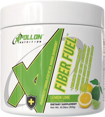 Apollon Nutrition Fiber Fuel – Premium Soluble And Insoluble Fiber Supplement For Gut Health, Digestion, And Regularity – 30 Servings – Unflavored Prebiotic Fiber Powder (30 Serving, Lemon Lime)