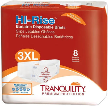 Tranquility Bariatric Disposable Briefs 3X-Large With Hi-Rise High Waistline, Peach Mat Core & Secure Kufguard Technology For Skin Integrity, Latex-Free, 34Oz Capacity, 32Ct Case