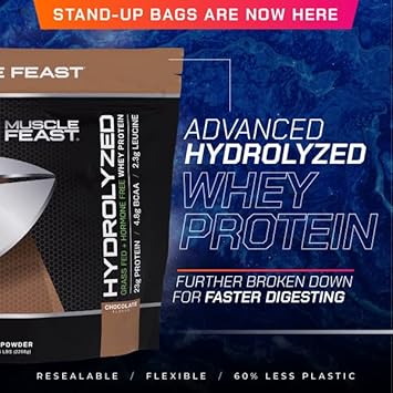 Muscle Feast Grass-Fed Hydrolyzed Whey Protein Powder, All Natural Hormone-Free, Chocolate, 2Lb