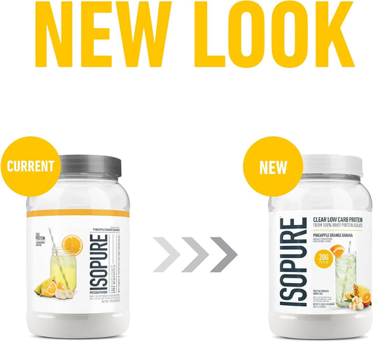 Isopure 100% Pure Whey Isolate Protein Powder Infusions, Lactose Free, Gluten Free, Naturally Flavored, Pineapple Orange Banana, 20G Protein Per Serving, 1.9 Lb, 36 Servings