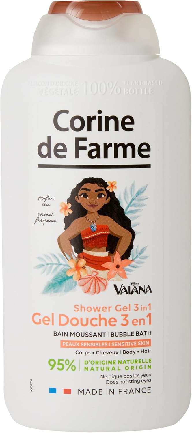 Corine De Farme Vaiana 3En1 Gel Ducha Extra Suave Para Cuerpo/Cabello/De Baño De Espuma, 500 Ml
