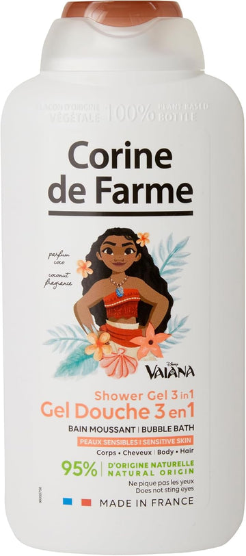 Corine De Farme Vaiana 3En1 Gel Ducha Extra Suave Para Cuerpo/Cabello/De Baño De Espuma, 500 Ml