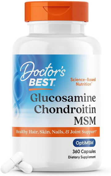 Doctor'S Best Glucosamine Chondroitin Msm With Optimsm Capsules, Joint Support Supplement Supports Healthy Joint Structure, Function & Comfort, Non-Gmo, Gluten Free, Soy Free, 360 Count