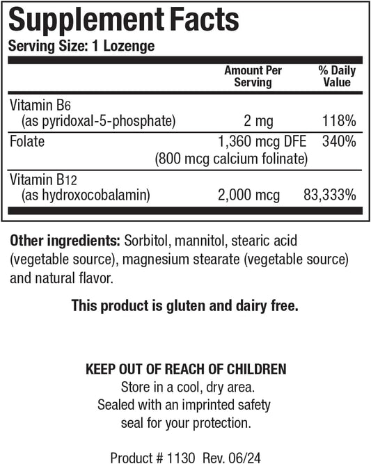 Biotics Research B12 Lozenges Vitamin B6 And B12 2000 Lozenges With Folate 60 Lozenges