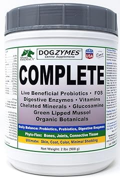 Dogzymes Complete - Probiotics, Prebiotics, Glucosamine, Chondroitin, MSM and Hyaluronic Acid, Complete Skin and Coat Care (2 Pound)