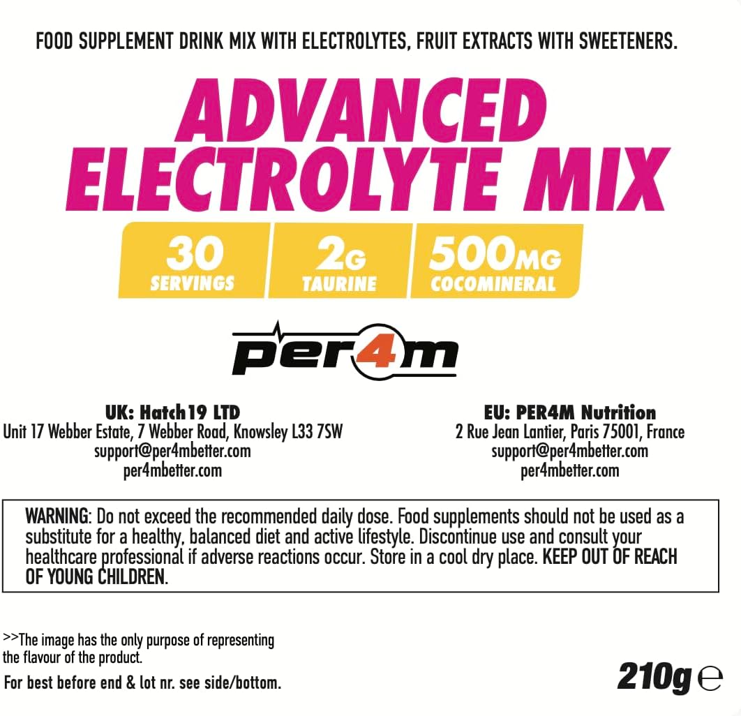 Per4m Hydrate Electrolyte Mix Powder | 500mg Cocomineral | Replenish Essential Electrolytes | Aiding Muscle Function, Cardiovascular Health, Neurological Support (Pink Lemonade, 210g) : Amazon.co.uk: Health & Personal Care