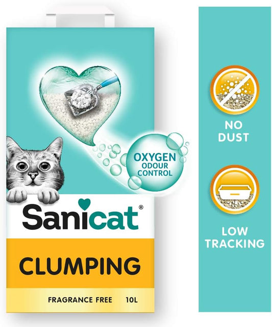 Sanicat - Clumping Unscented Cat Litter | Made of natural minerals with guaranteed odour control | Absorbs moisture and makes cleaning easier | 10 L capacity?PSANCLUN010L