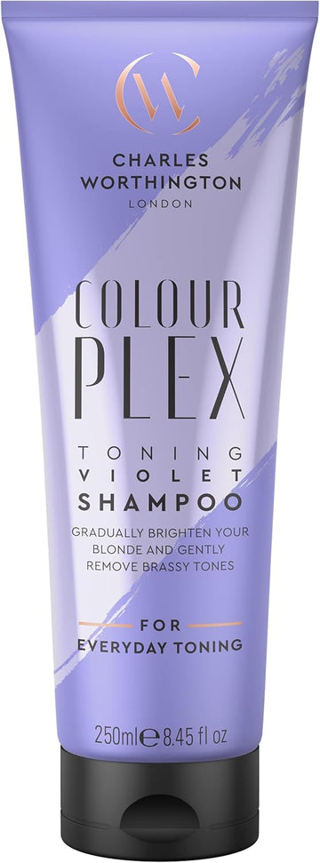 Charles Worthington Colourplex Toning Violet Shampoo, Tone And Brighten, Purple Shampoo For Blonde Hair, Salon Toning Shampoo For Blondes, 250 Ml
