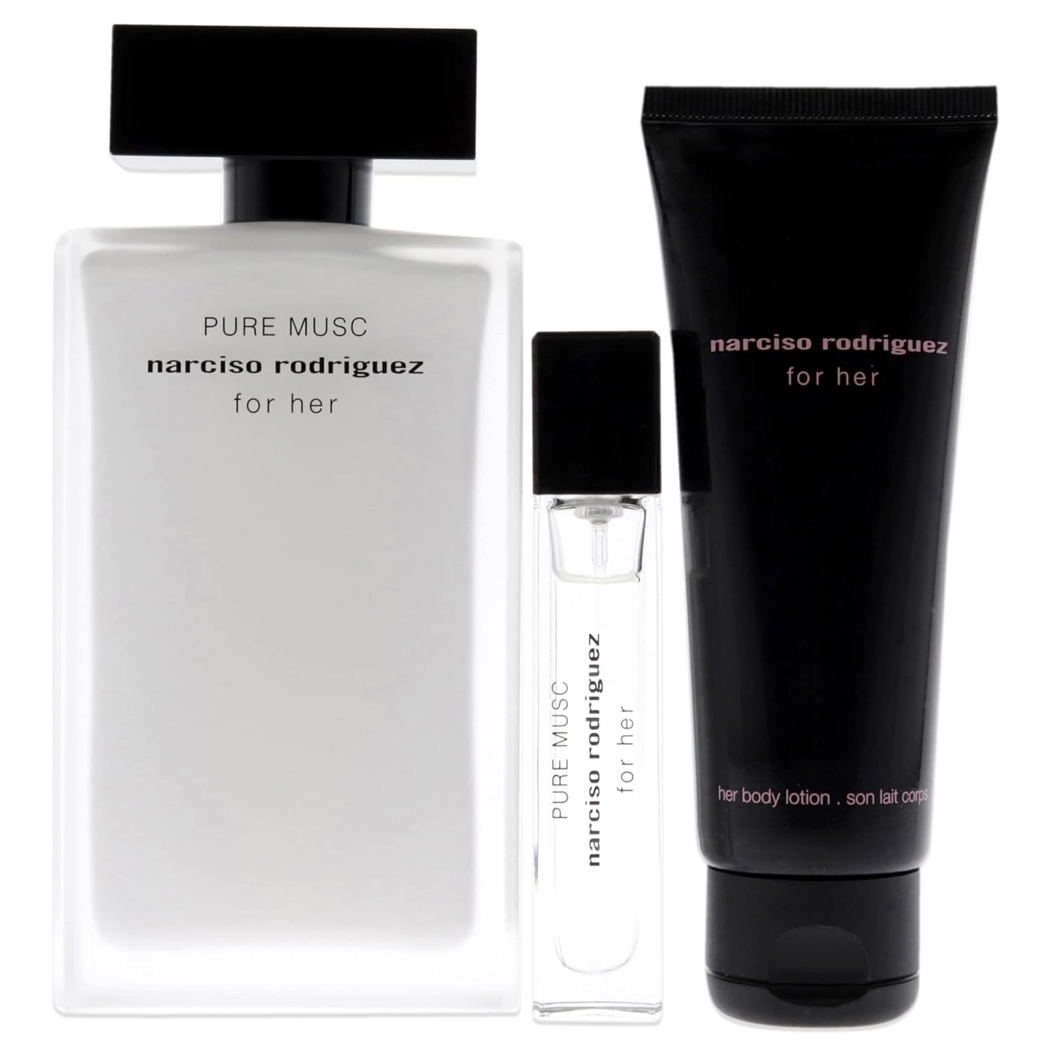 Narciso Rodriguez Pure Musc 3.3Oz Edp Spray, 0.33Oz Edp Spray, 2.5Oz Body Lotion Women 3 Pc Gift Set