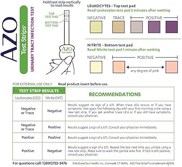 AZO Urinary Pain Relief Maximum Strength (24 Count) Urinary Tract Infection Urinary Tract Infection (UTI) Test Strips, Accurate Results in 2 Minutes, 3 Count : Health & Household