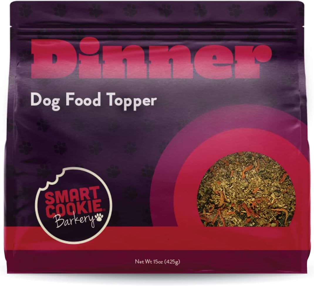 Smart Cookie Natural Dog Food Topper - Dinner - Dog Meal Mixer For All Ages - Food Topper For Picky Eaters And For Boosting Nutrition - Non Gmo, Made In The Usa - 15 Oz Bag (30 Day Supply)