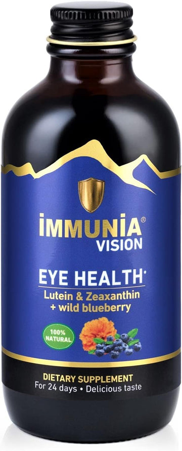 Immunia Vision - Wild Blueberry Concentrate + Lutein 20 mg. Eye Health Antioxidant Supplement. Liquid Formula. Delicious Taste. 5 ml/Day (for 24 Days). (1-Pack)