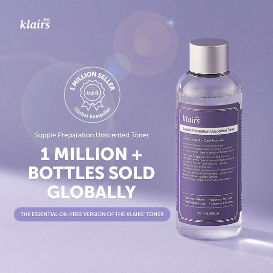 Klairs Supple Preparation Unscented Toner 6.08 Fl Oz, Lightweight, Essential Oil-Free, Alcohol Free, Packaging Changed