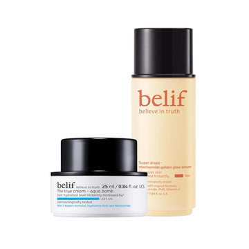 Belif Glow From Within Bundle: Super Drops Niacinamide Vitamin C Golden Glow Serum & Aqua Bomb 25Ml