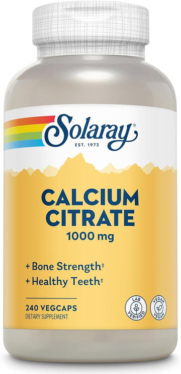 Solaray Calcium Citrate 1000Mg - Chelated Calcium Supplement - Supports Bone Strength And Healthy Teeth - Easy To Digest