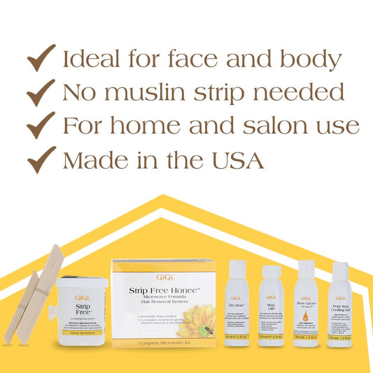 GiGi Strip Free Honee Complete Hair Waxing, at Home Hair Removal Kit