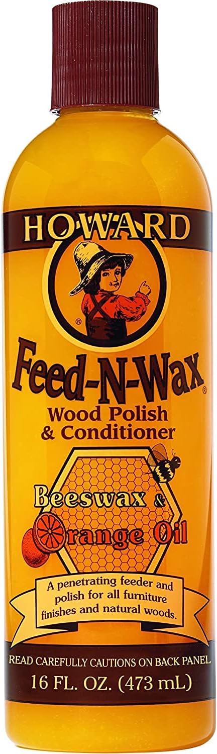 Howard Products FW0016 Wood Polish & Conditioner, 16 oz, orange, 16 Fl Oz (2)