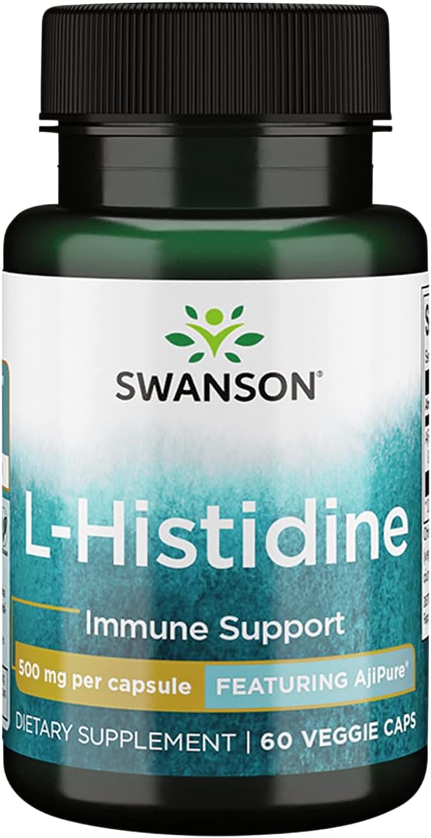 Swanson Amino Acid Ajipure L-Histidine Pharmaceutical Grade 500 Milligrams 60 Veg Capsules