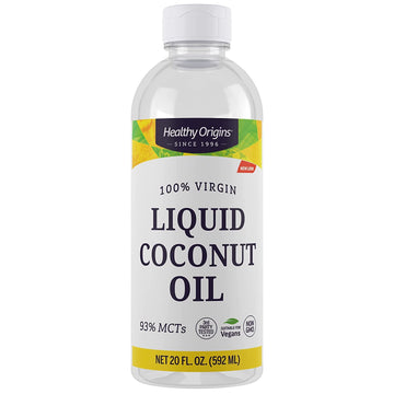 Healthy Origins Coconut Oil, Liquid (100% Virgin) - Virgin, Unrefined, Cold-Pressed Liquid Coconut Oil - 93% MCTs - Centrifuge Extracted Coconut Oil - 20 fl Oz