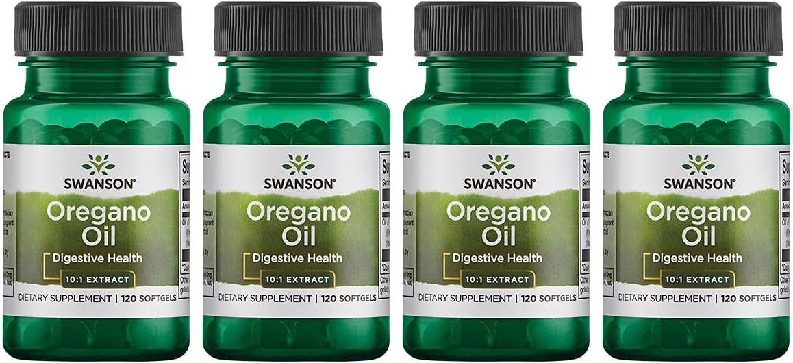 Swanson Oregano Oil 10:1 Extract - Natural Supplement Promoting Digestive Health & Respiratory Support - Supports Gastrointestinal System & Urinary Tract Health - (120 Softgels, 150Mg Each) 4 Pack