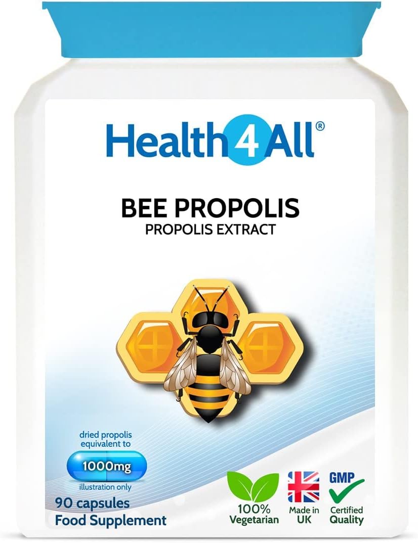 Health4All Bee Propolis 1000Mg Per Capsule 90 Capsules, High Strength Immune System Booster, Natural Immune Support Supplement (Not Tablets) | Made In Uk