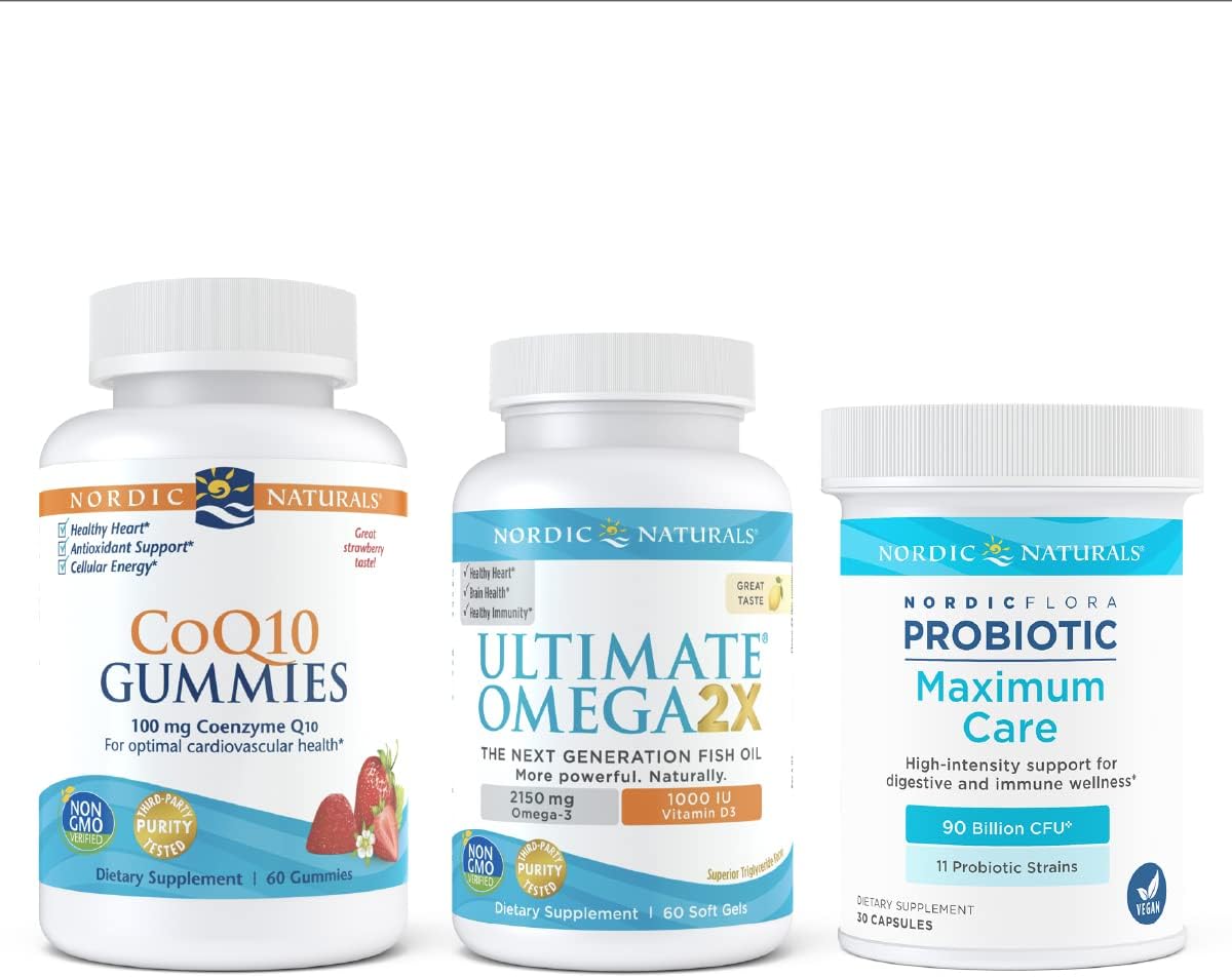 Nordic Naturals for Every Dad Omega Starter Pack - Ultimate Omega 2X with Vitamin D, Probiotic Maximum Care, CoQ10 Gummies