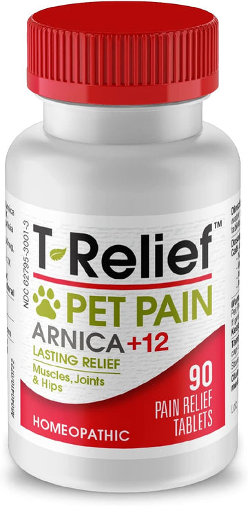 T-Relief Pet Pain Relief Arnica +12 Powerful Natural Medicines Help Ease Muscle Joint & Hip Pain Soreness Stiffness & Injuries Max Fast-Acting Soother for Dogs & Cats - 90 Tablets