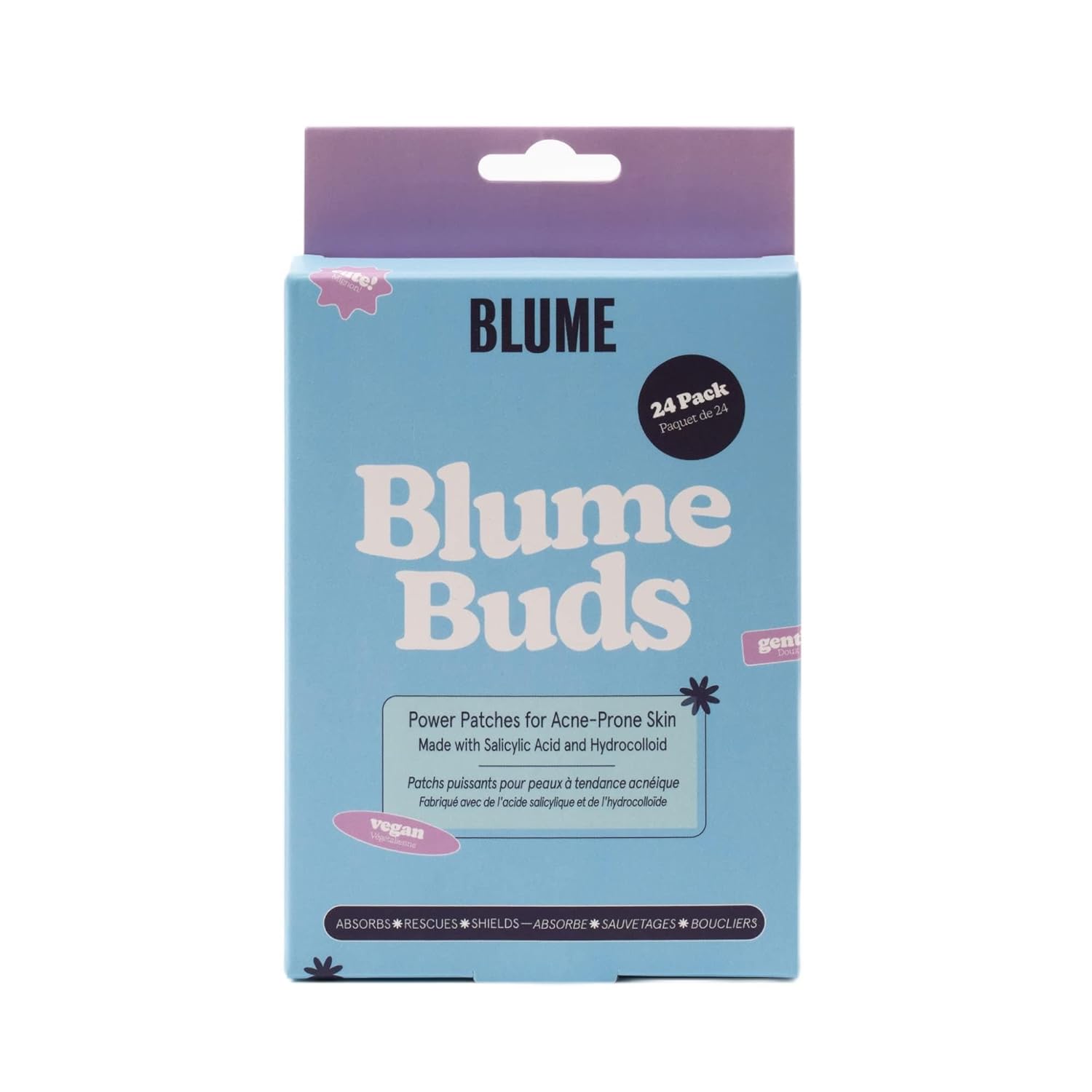 Blume Buds Salicylic Acid Pimple Patches For Face - Fsa & Hsa Eligible Acne Patches - Hydrocolloid Bandages To Help Absorb Oil & Speed Up Healing - Vegan & Biodegradable Overnight Skincare (24 Count)