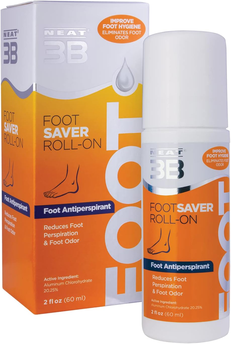 3B Foot Saver Roll-On Antiperspirant For Feet, 2.0 Fluid Ounces