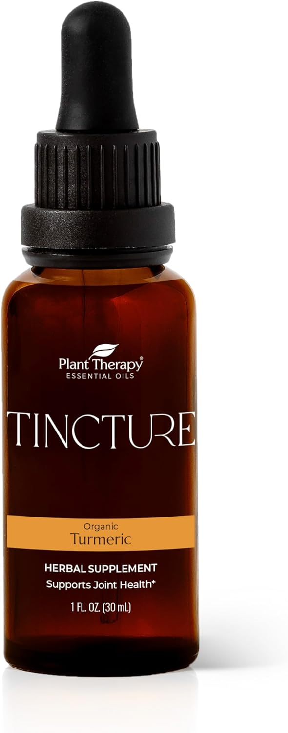 Plant Therapy Organic Turmeric Root Herbal Supplement Tincture 30 mL (1 oz) Supports Joint Health, Provides Antioxidant Protection, Vegan, Non GMO, Gluten Free, Liquid, 1 Bottle