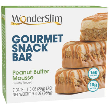 WonderSlim Gourmet Protein Snack Bar, Peanut Butter Mousse, 10g Protein, Gluten Free (7ct)