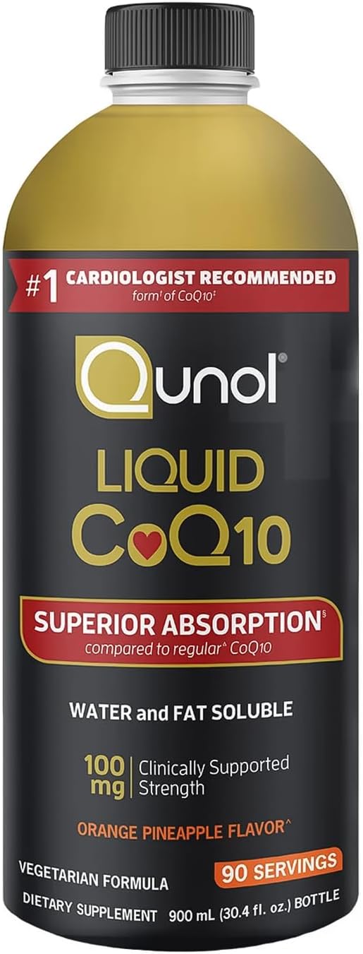 Qunols Liquid Coq10, 100 Mg, 30.4 Ounces - Clinical Strength Ubiquinone - Orange Pineapple Flavor, Sugar Free, Non-Gmo