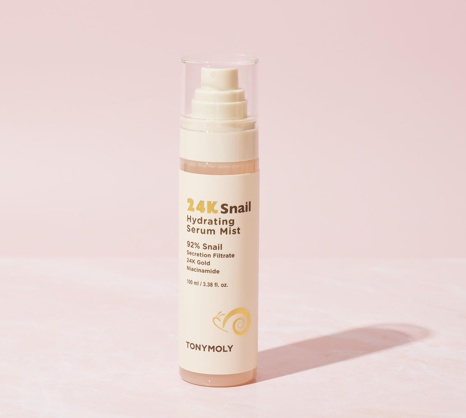 Tonymoly 24K Snail Hydrating Serum Mist, 92% Snail Mucin, Hydrating, Moisturizing Toner Serum Mist, Korean Skincare, 3.38 Oz