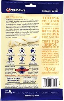 Pet Factory Carechewz Collagen 6-7" Twist Keys Dog Chew Treats - Natural Flavor, 2 Count/1 Pack