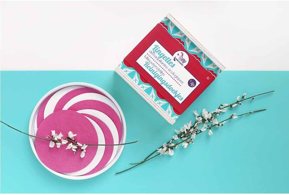 Lamazuna - Box Of 20 Pink Washable Makeup Remover Wipes With Washing Net - Ultra Absorbent Fabric - Ideal For Sensitive Skin - Reusable 300 Times - Diameter 8Cm