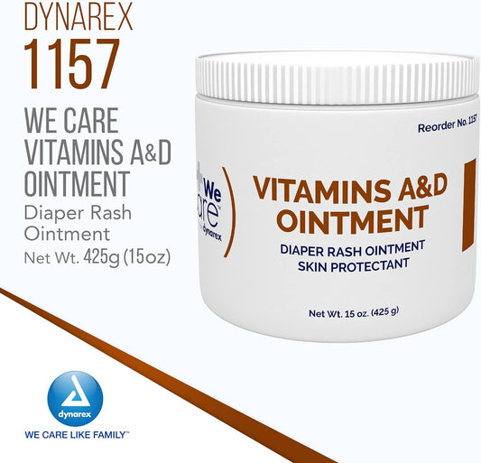 Dynarex Vitamins A & D Ointment, Ointment With Vitamin A And Vitamin D Skin Protectant, For Diaper Rash And Discomfort, White, 12 – 15 Oz Jars Of Dynarex Vitamins A & D Ointment