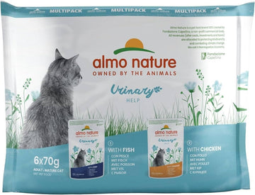 Almo Nature Functional Urinary Help Multipack Complete Wet Cat Food -3 pouches with Fish/3 pouches with Chicken, (pack of 6 pouches x70g), With Fish - With Chicken?529697MULTI