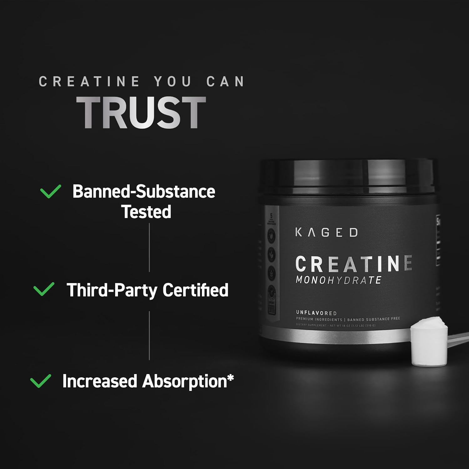 Kaged Creatine Monohydrate Micronized Powder | 100 Servings | Unflavored | Muscle Recovery and Growth Supplement for Men & Women | Vegan | Easily Digestible | Gluten Free | Keto Friendly : Health & Household